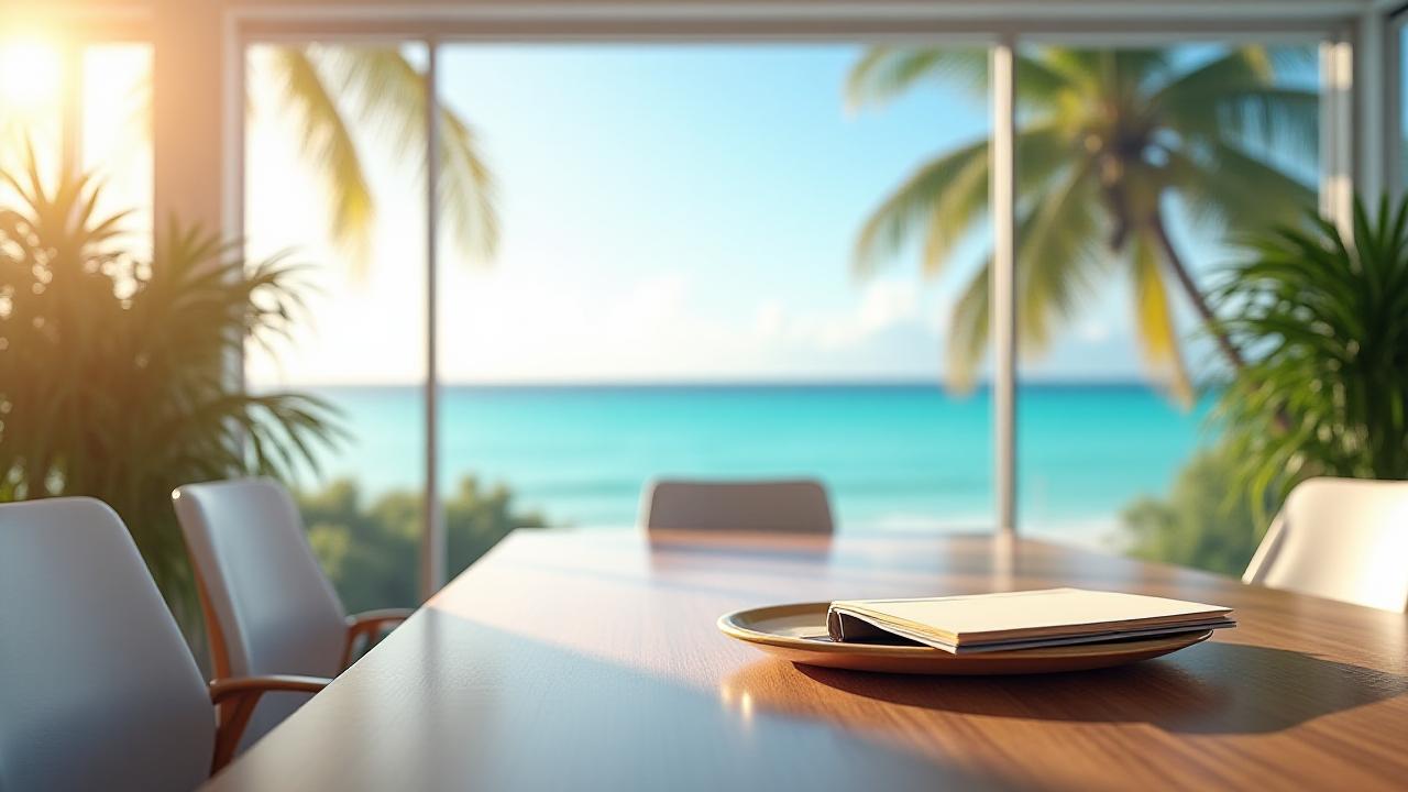 Professional meeting in George Town overlooking the Caribbean sea